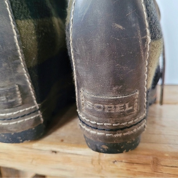 Sorel PDX Wedge Olive Green Buffalo Plaid Lace Up Boot - Picture 6 of 15